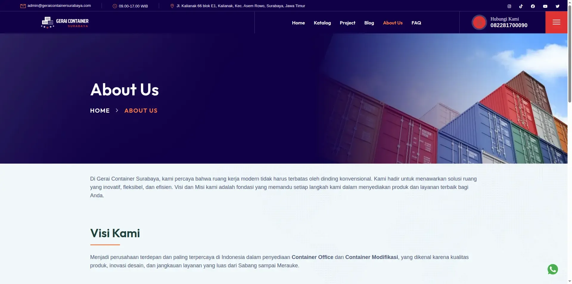 Screenshot of the Gerai Container website (4 of 5)