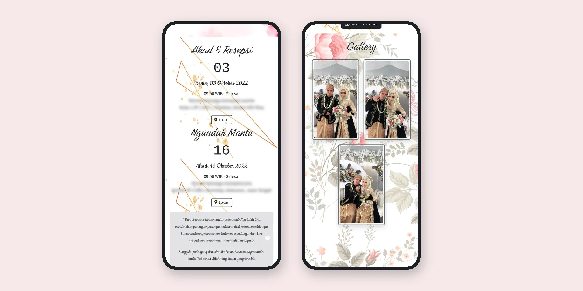 Screenshot of the Agus & Nining Digital Invitation website (2 of 2)