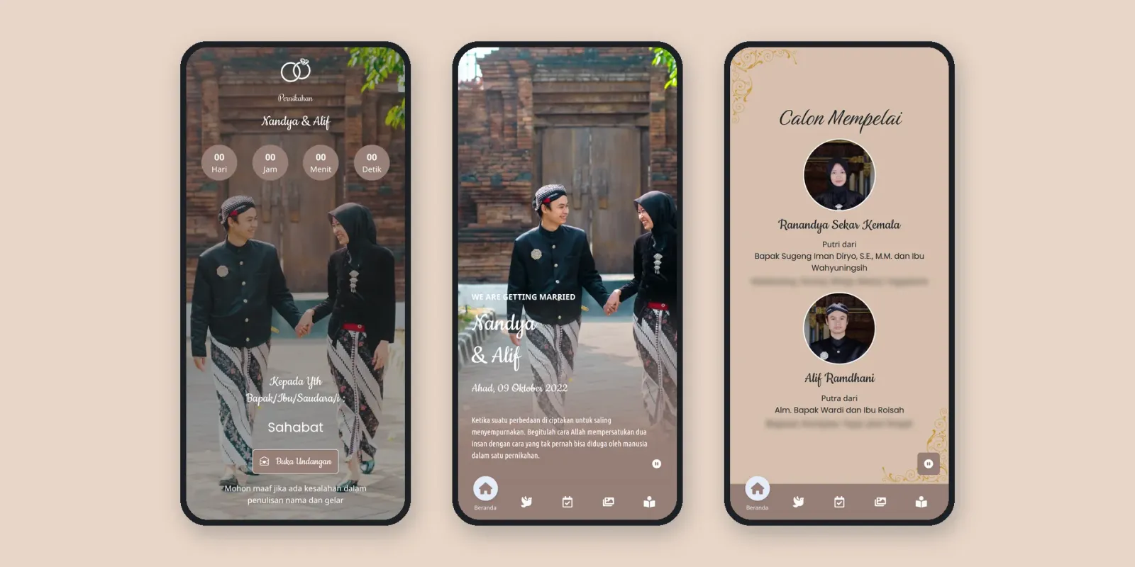 Screenshot of the Alif & Nandya Digital Invitation website (1 of 2)