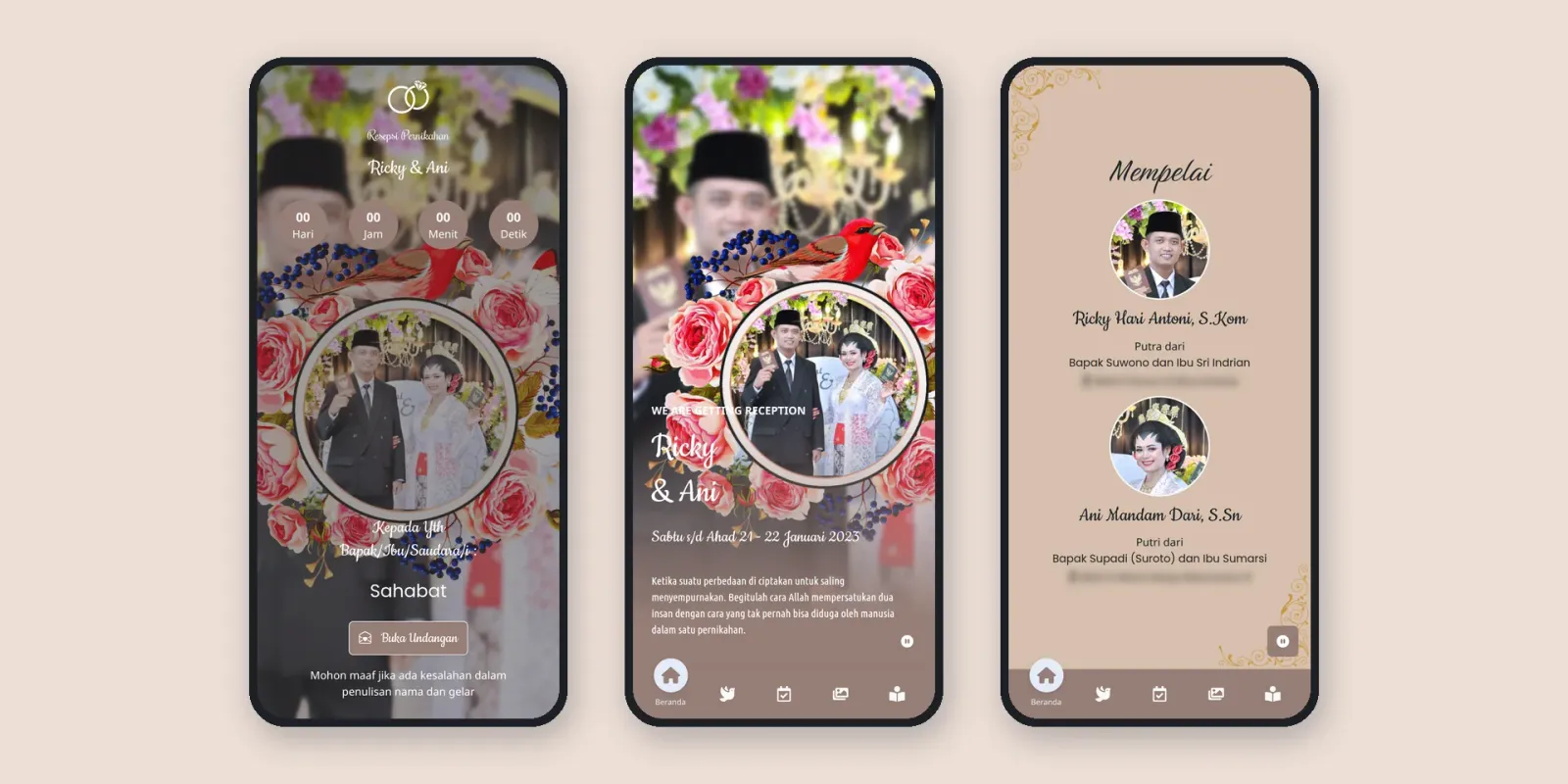 Screenshot of the Ricky & Ani Digital Invitation website (1 of 2)