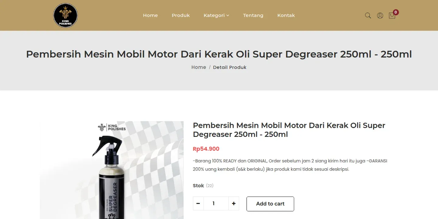 Screenshot of the King Polishes Online Store website (2 of 5)