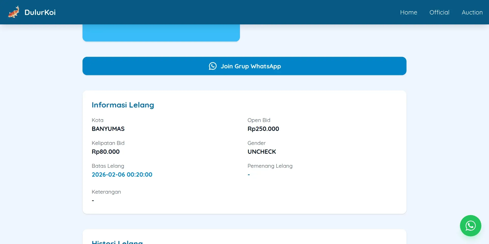 Screenshot of the DulurKoi website (2 of 3)