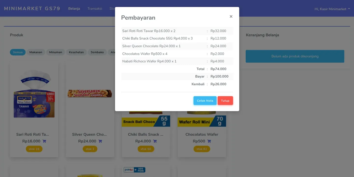 Screenshot of the Minimarket GS79 Point of Sale website (2 of 4)