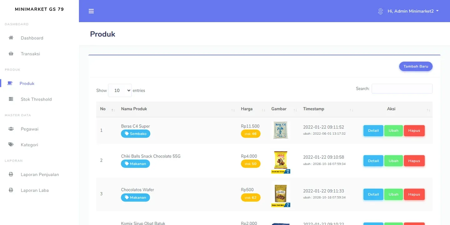 Screenshot of the Minimarket GS79 Point of Sale website (4 of 4)