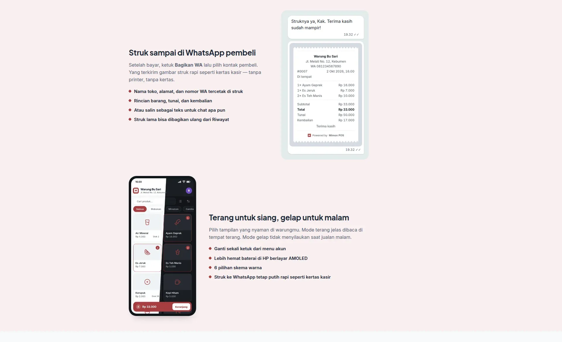 Screenshot of the Mimon POS website (4 of 5)
